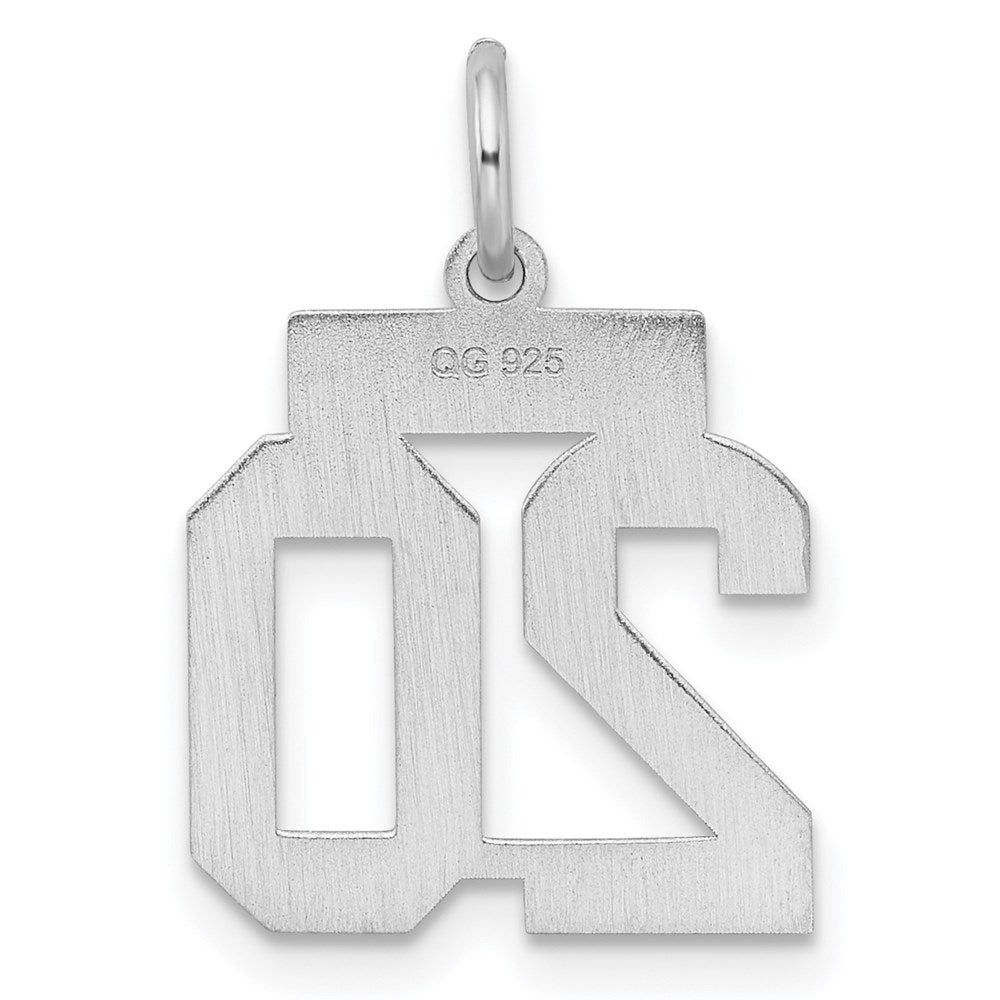 Sterling Silver/Rhodium-plated Satin Number 20 Charm