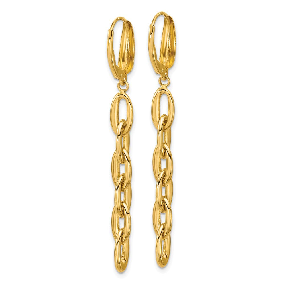 14K Polished Fancy Oval Link Leverback Dangle Earrings
