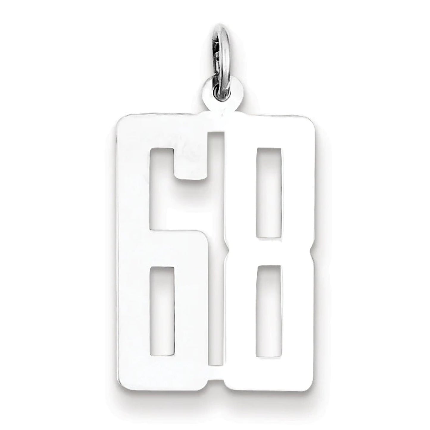 Sterling Silver/Rhodium-plated Elongated Number 68 Charm