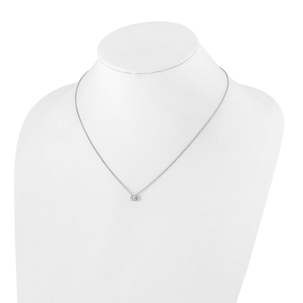 True Origin 14k White Gold 1/4 carat Lab Grown Diamond VS DEF 18 inch Solitaire Slide Necklace