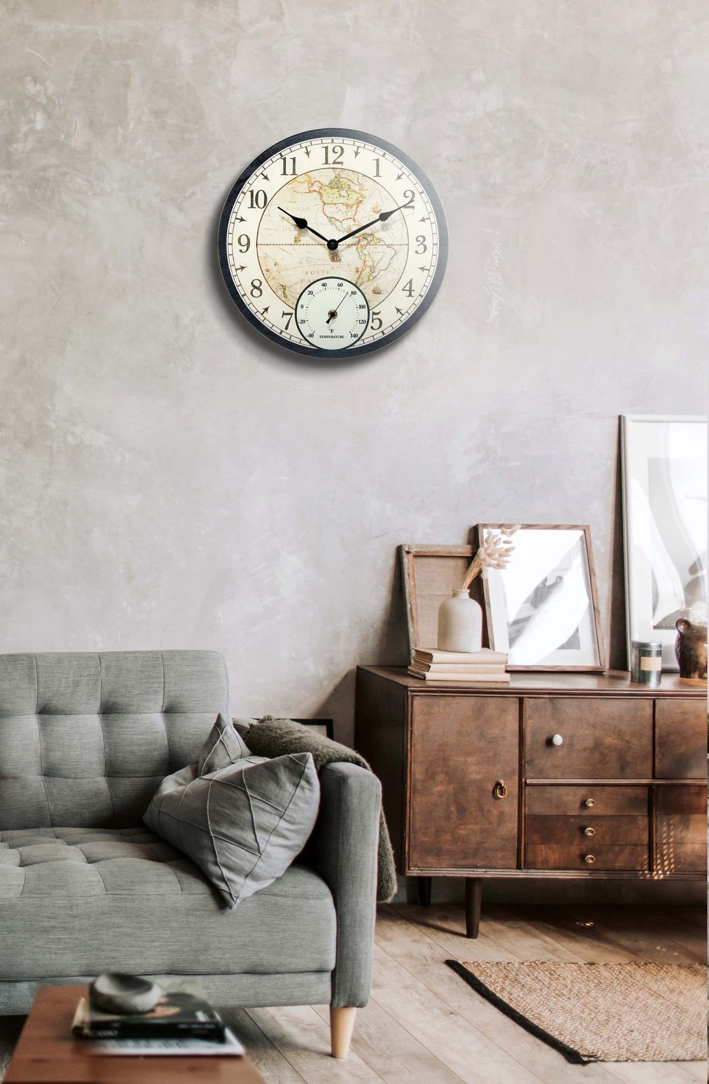 Infinity Instruments Orbis Black All Weather Clock Black Transitional Analog Display Wall Clock