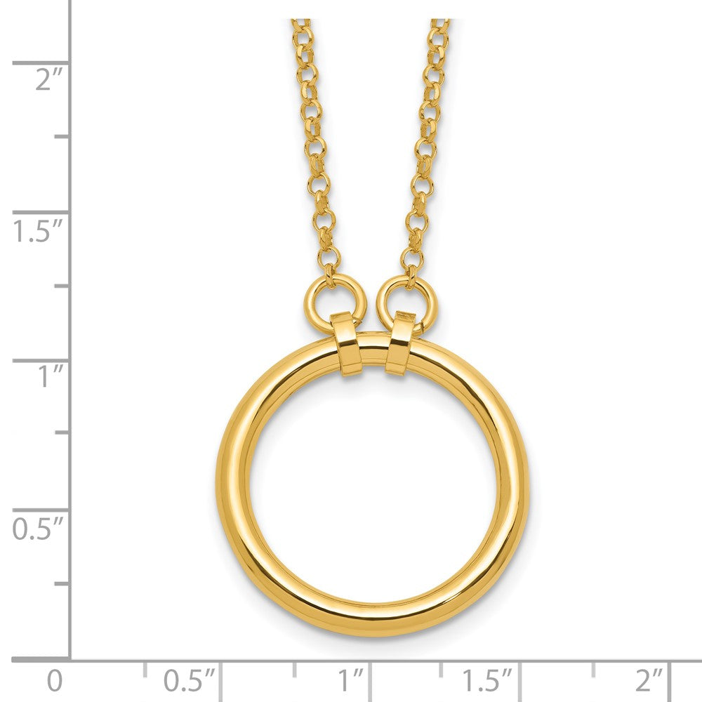 Sterling Silver Gold-tone Polished Circle w/ 2in ext. Necklace
