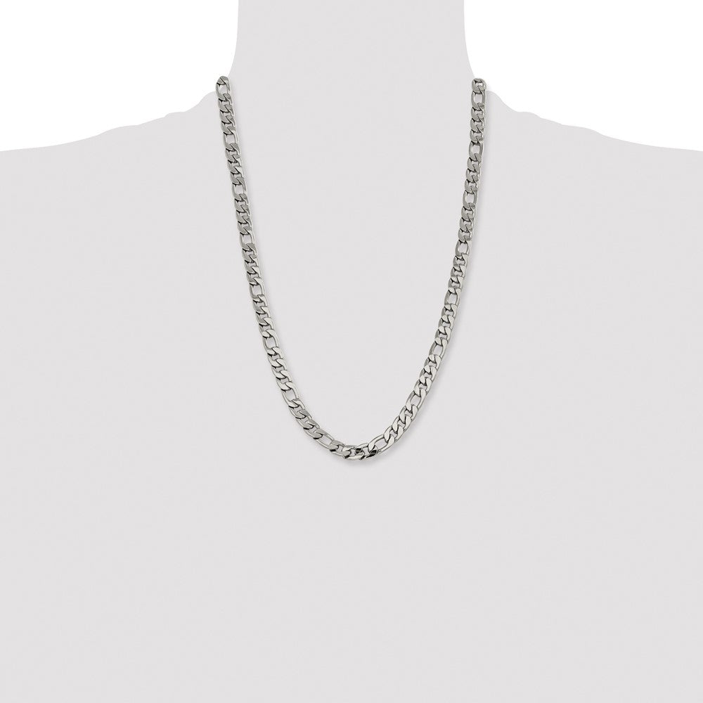 Stainless Steel Polished 8.75mm 24in Figaro Chain