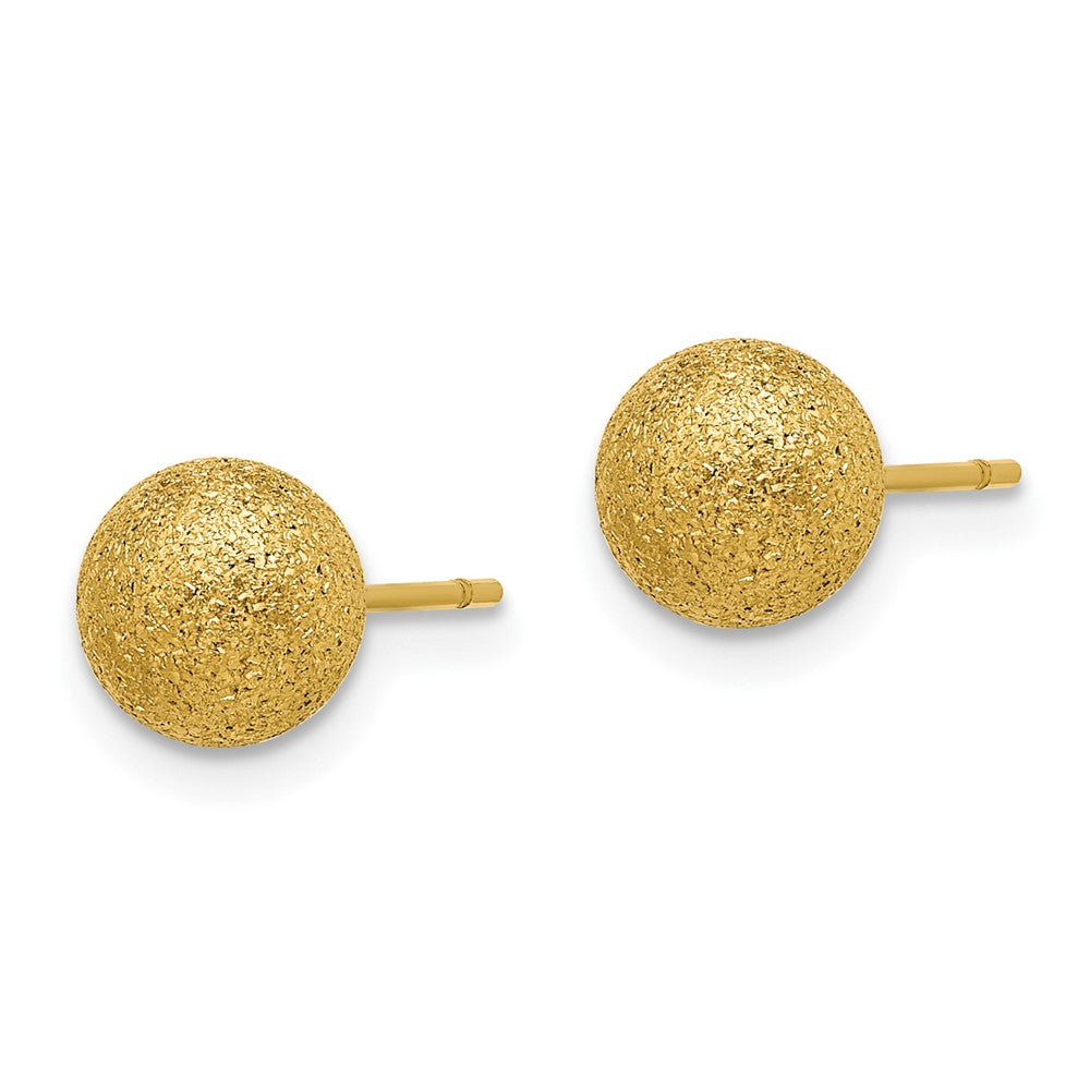Stainless Steel Polished Laser cut Yellow IP-plated 7mm Ball Post Earrings