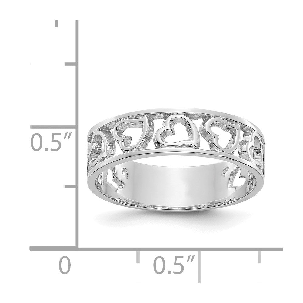 14k White Gold Heart Ring Size 6