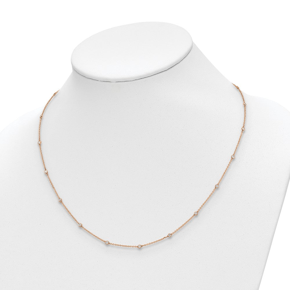 True Origin 14k Rose Gold 1/2 carat Lab Grown Diamond VS DEF Twenty Station 20 inch Necklace