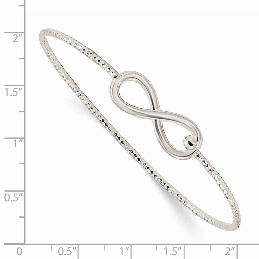 Sterling Silver Diamond Cut Infinity Interlocking Bangle Bracelet