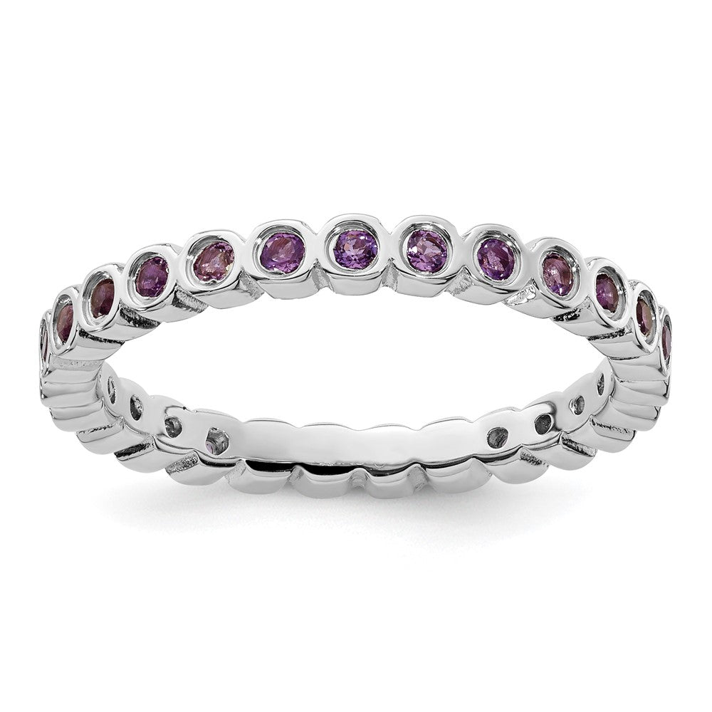 Sterling Silver Stackable Expressions Amethyst Ring Size -8