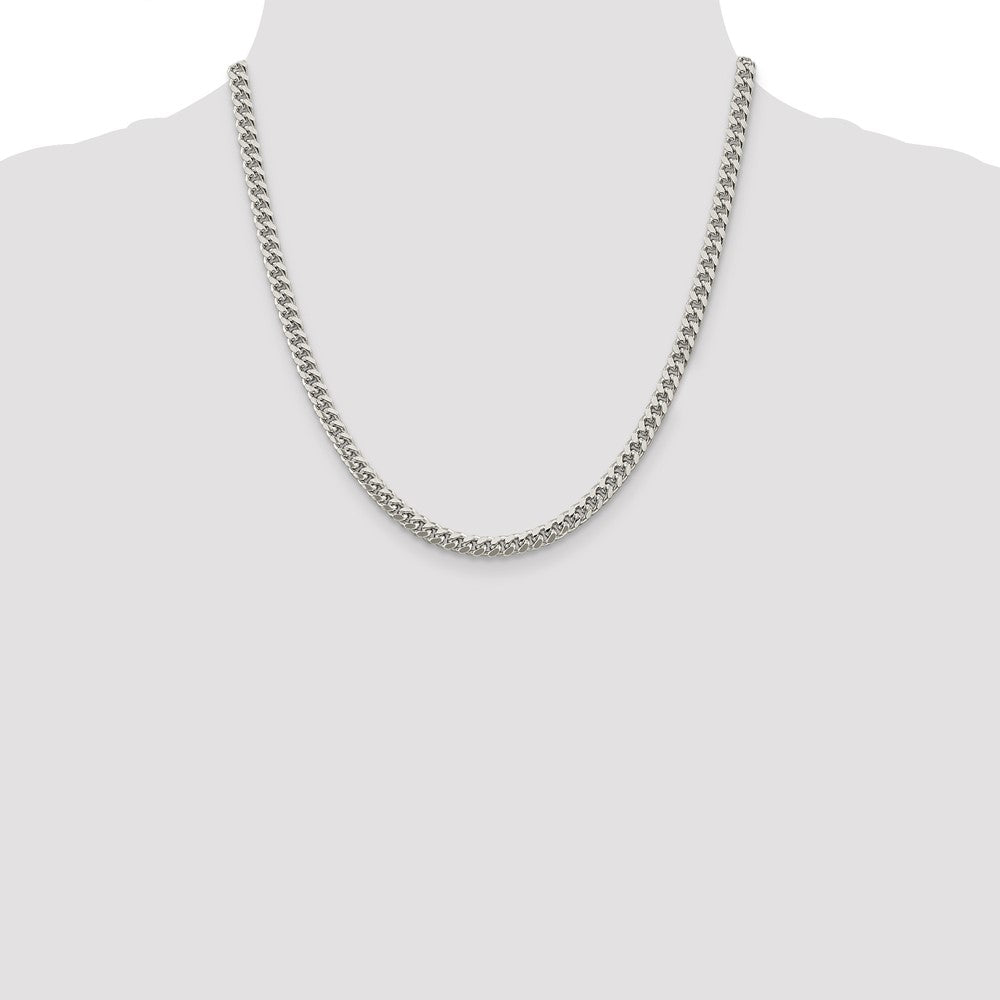 Sterling Silver 5mm Domed w/ Side D/C Curb Chain 20 Inches