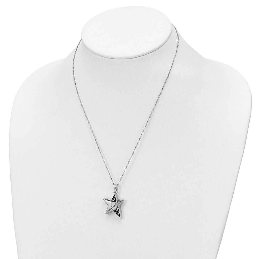 Sentimental Expressions Sterling Silver Rhodium-plated Antiqued Meet Me In The Stars 18 Inch Ash Holder Necklace 18 Inches