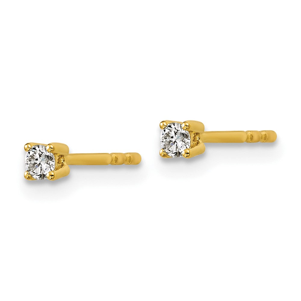 14k Yellow Gold 1/10 ctw Lab Grown Diamond VS/SI+ G+ Round 4 Prong Heavy Wt. Stud Earrings