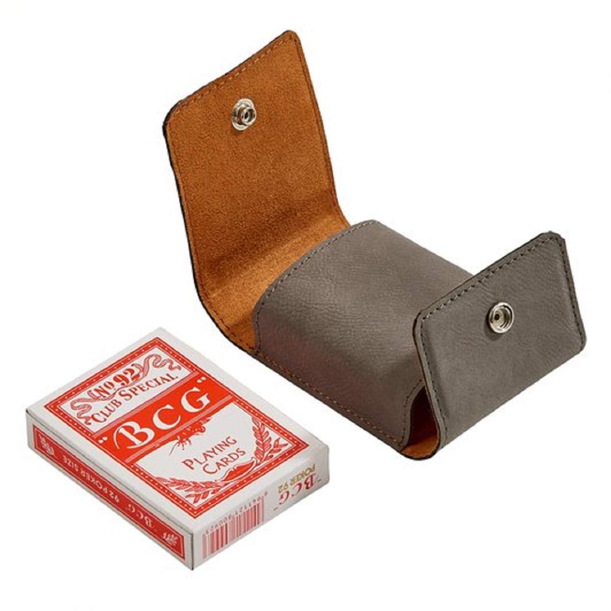 3.75" x 3" Taupe Gray Leatherette Playing Cards Case