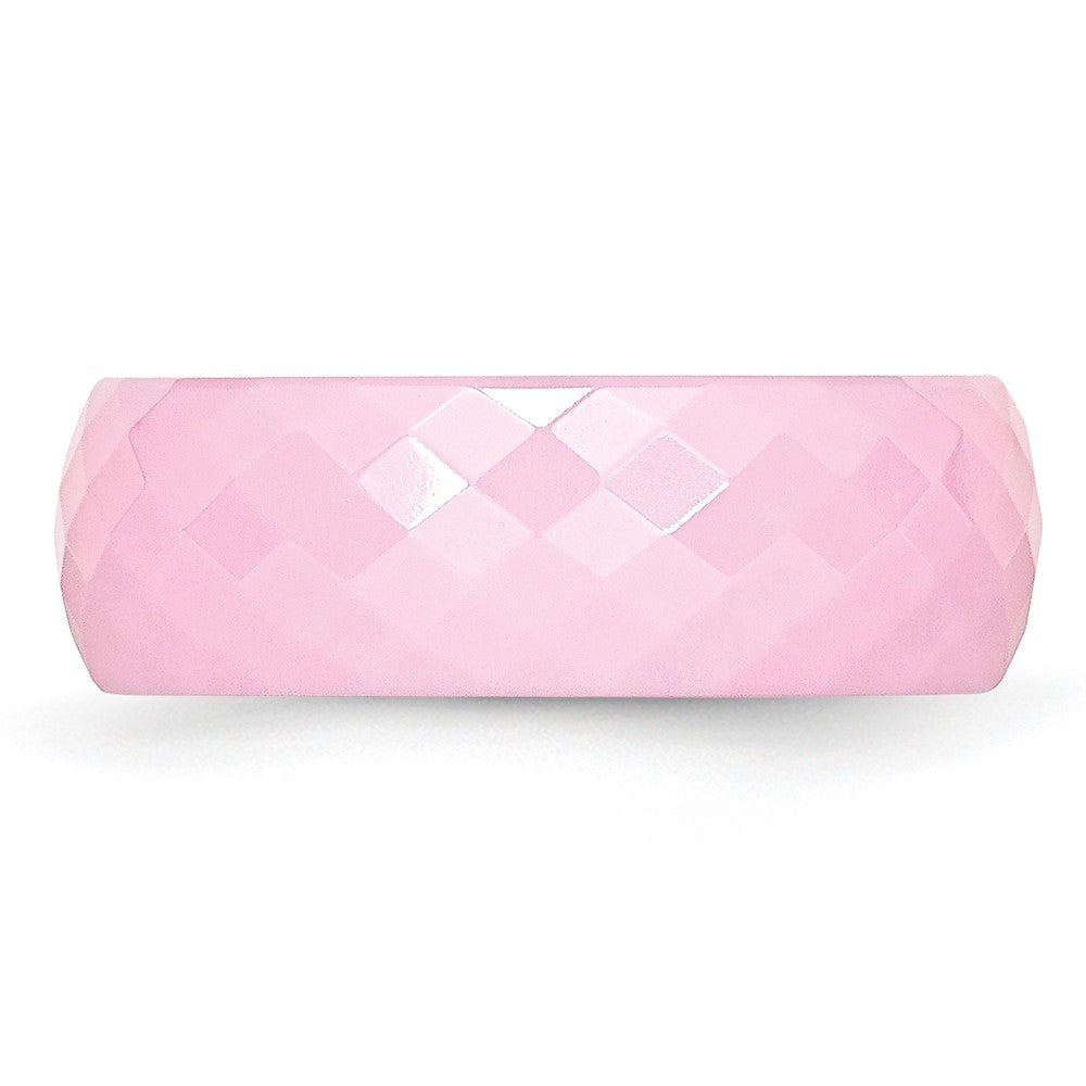 Ceramic Pink Faceted 7.5mm Polished Band Size - 8