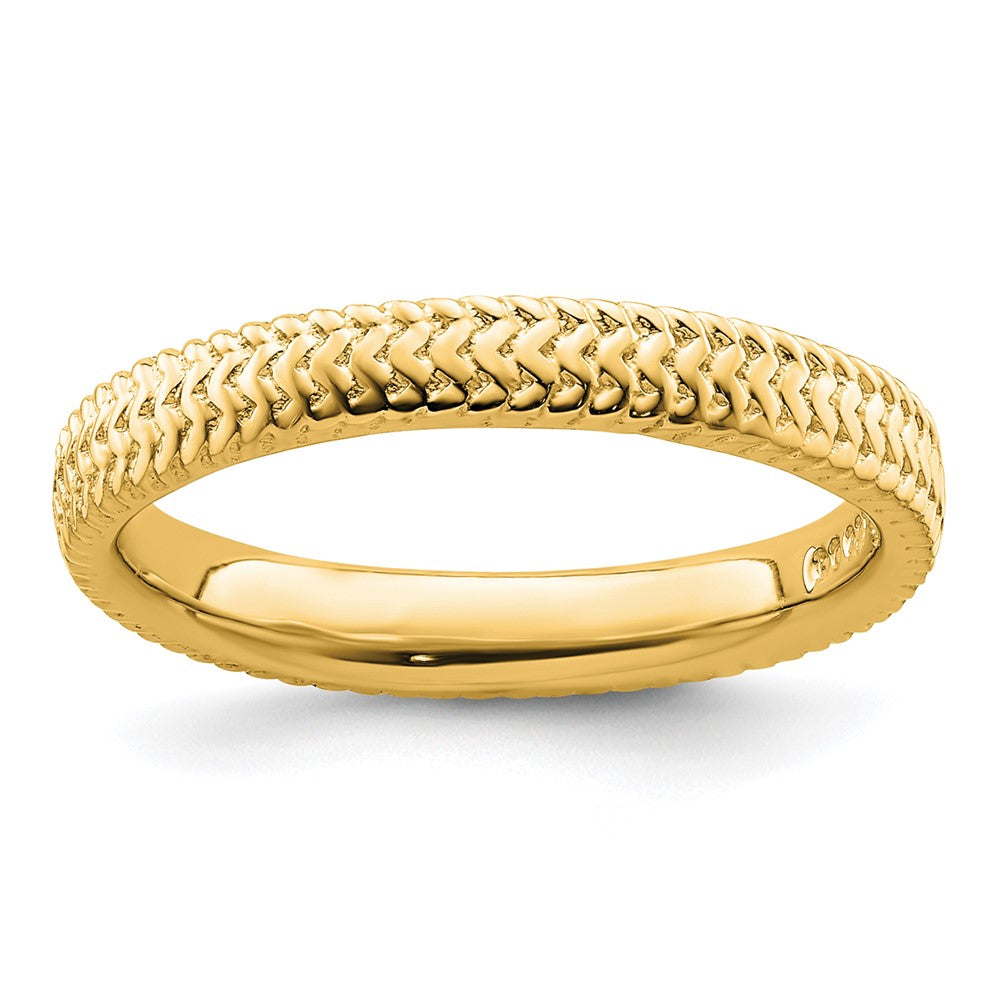 Sterling Silver Stackable Expressions Gold-plated Ring Size -10