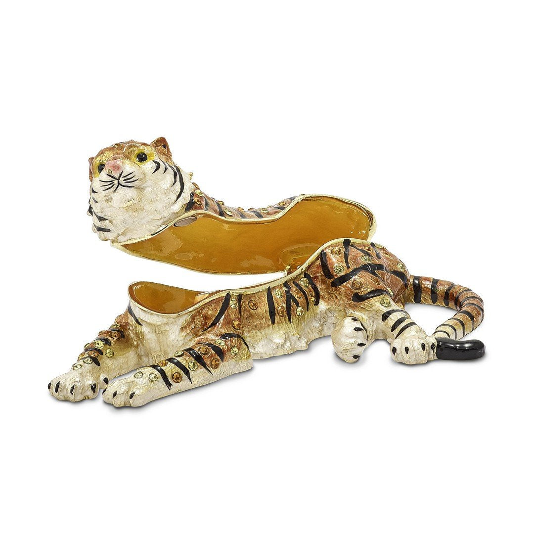 Pewter Enamel Tiger Trinket Box