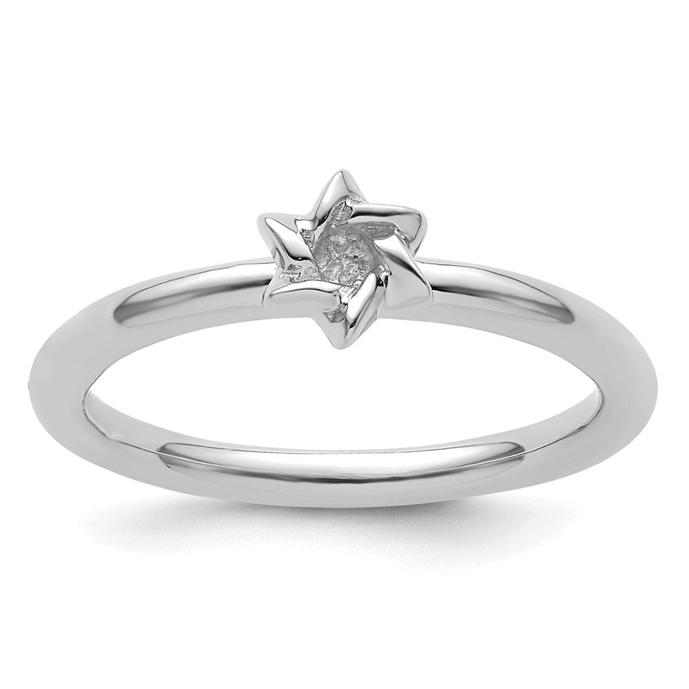 Sterling Silver Stackable Expressions Rhodium Star of David Ring Size -5