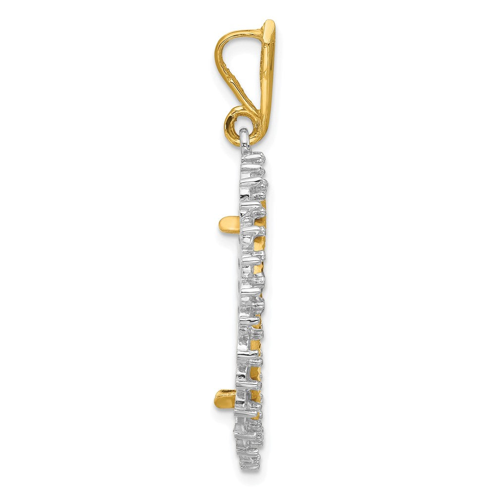 Wideband Distinguished Coin Jewelry 14k Two-tone Polished and Diamond-cut Diamond Circle 21.6mm Prong Coin Bezel Pendant Mounting