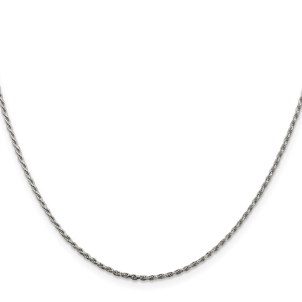 Sterling Silver Rhodium-plated 1.5mm Diamond-cut Rope Chain w/2in ext. 18 Inches