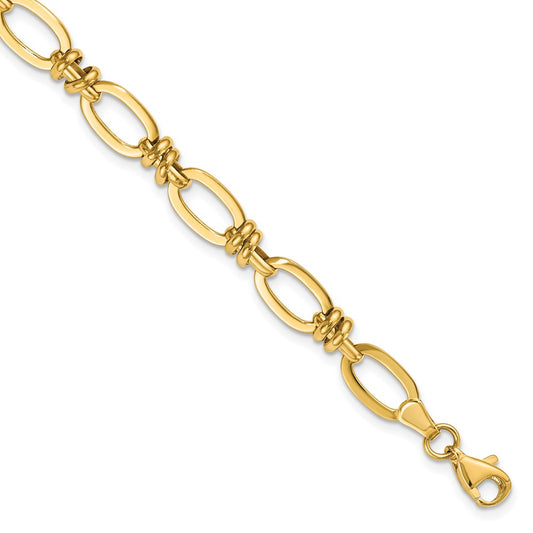 14K Polished Fancy Link Bracelet 7.5  inches