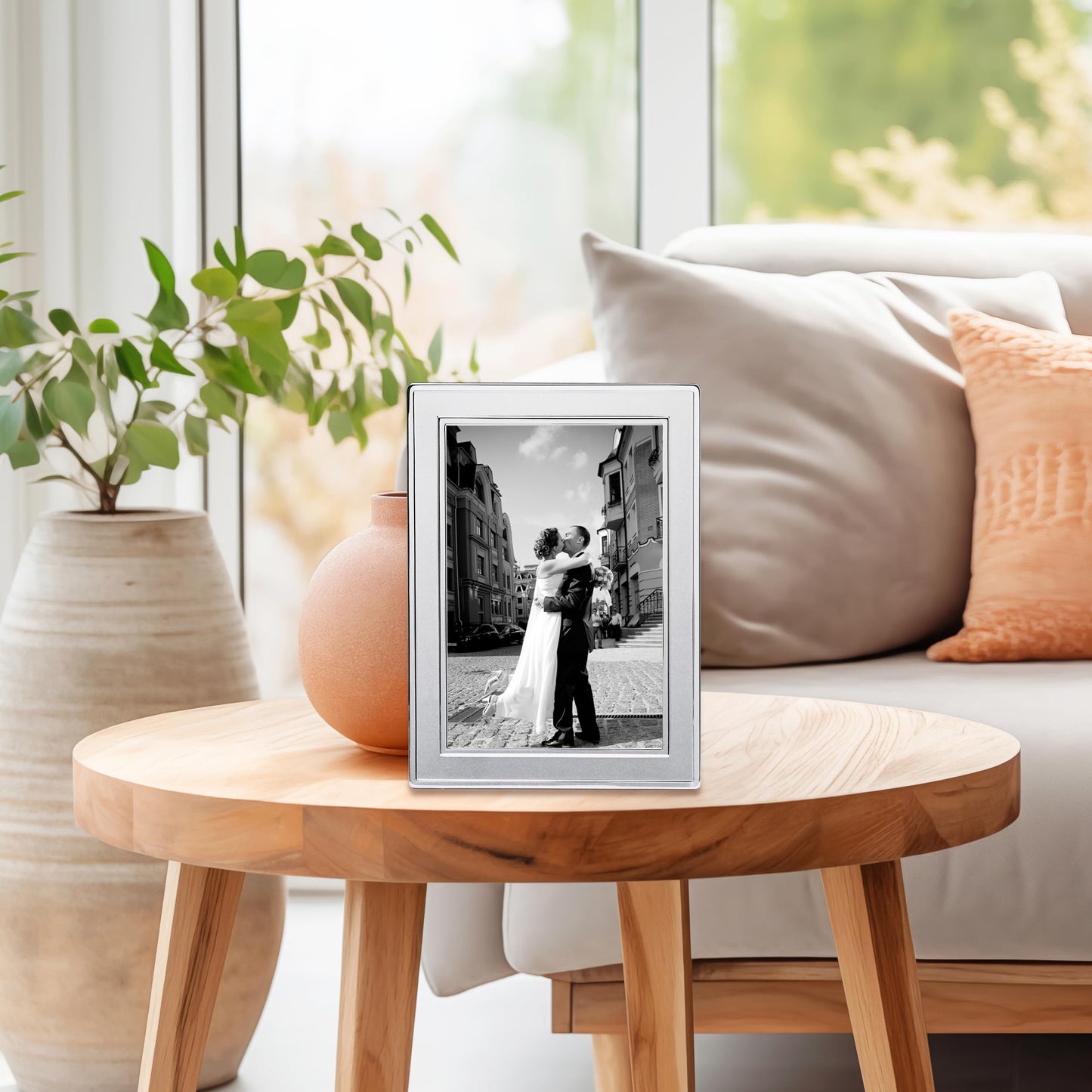 Siena Dbl Border Plain Frame Silver 5x7