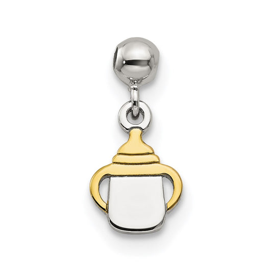 Mio Memento Sterling Silver Gold Tone Dangle Baby Bottle Charm