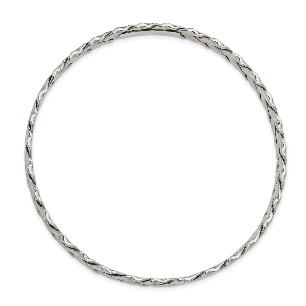 Sterling Silver Antiqued 5.25mm Slip-on Bangle 8 inches