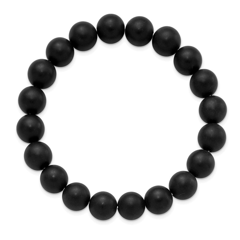 Black Agate Beaded Stretch Bracelet 6.5 inches