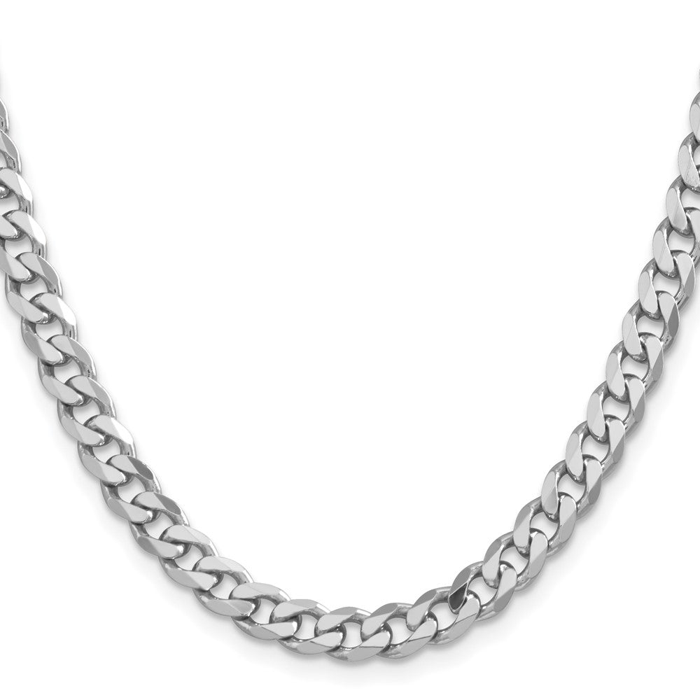 Sterling Silver Rhodium-plated 6.5mm Curb Chain 18 Inches