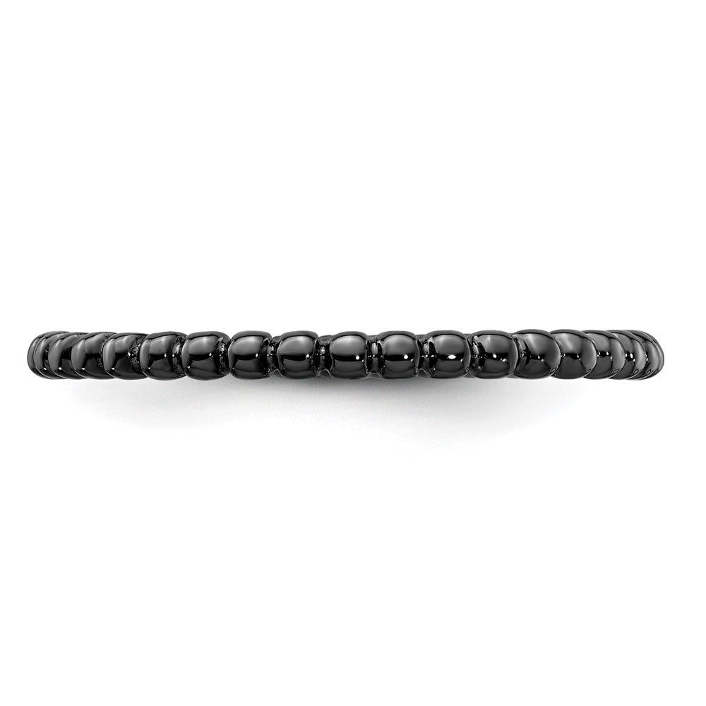 Sterling Silver Stackable Expressions Black-plated Ring Size -6