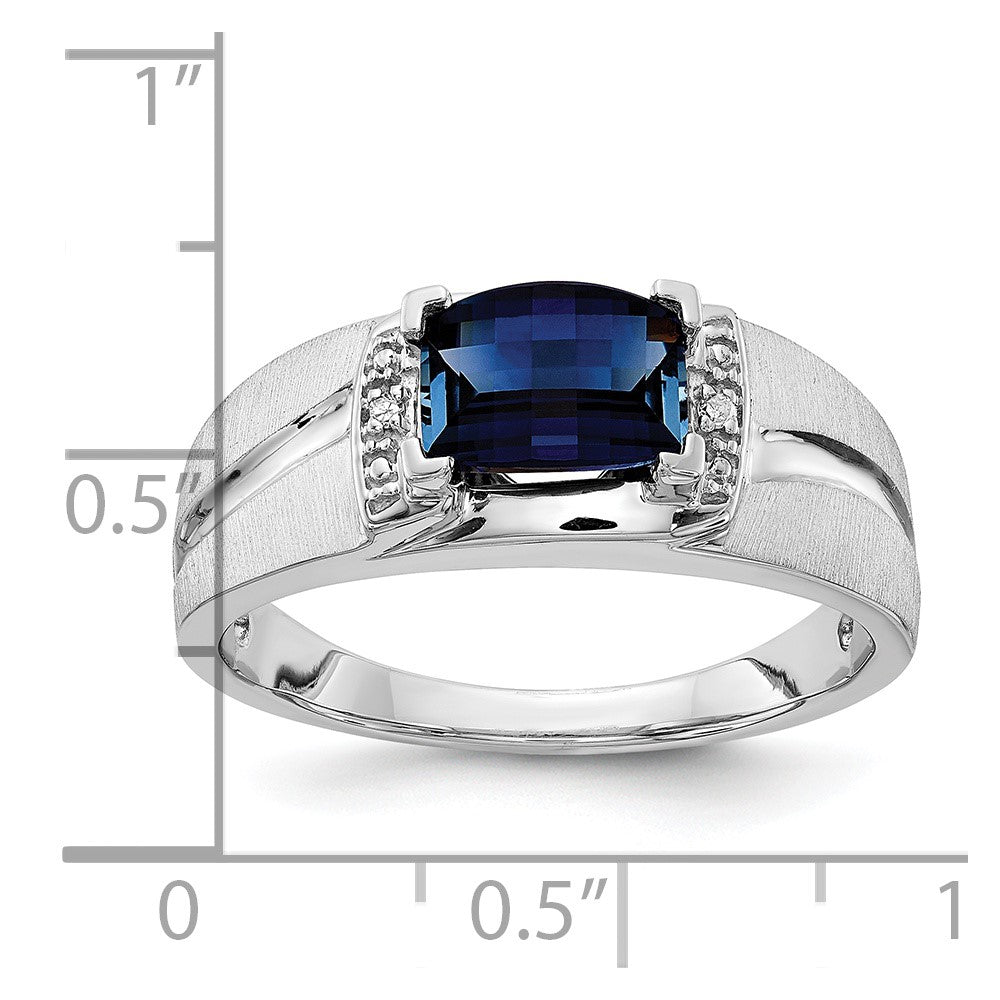 Sterling Silver Men's CR Sapphire & Diamond Ring
