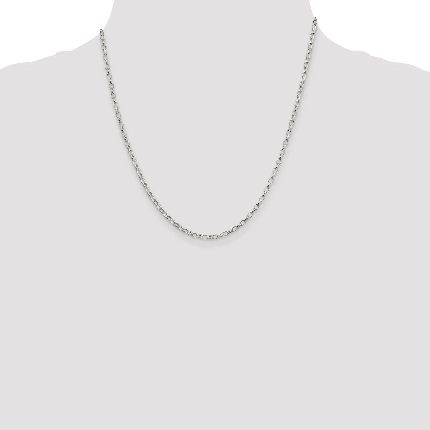 Sterling Silver 2.5mm Oval Fancy Rolo Chain 7 inches