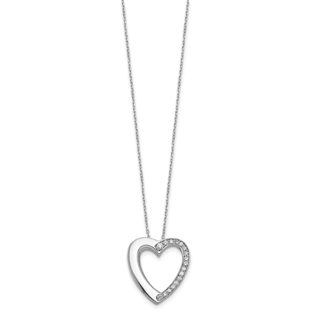 Sterling Silver Rhodium-plated CZ Heart Ash Holder 18in Necklace 18 Inches