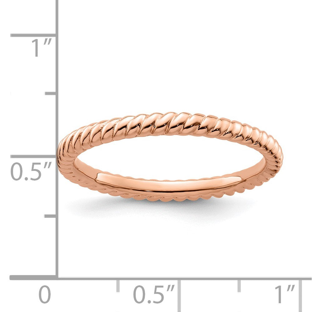 Sterling Silver Stackable Expressions Pink-plated Twisted Ring Size -5