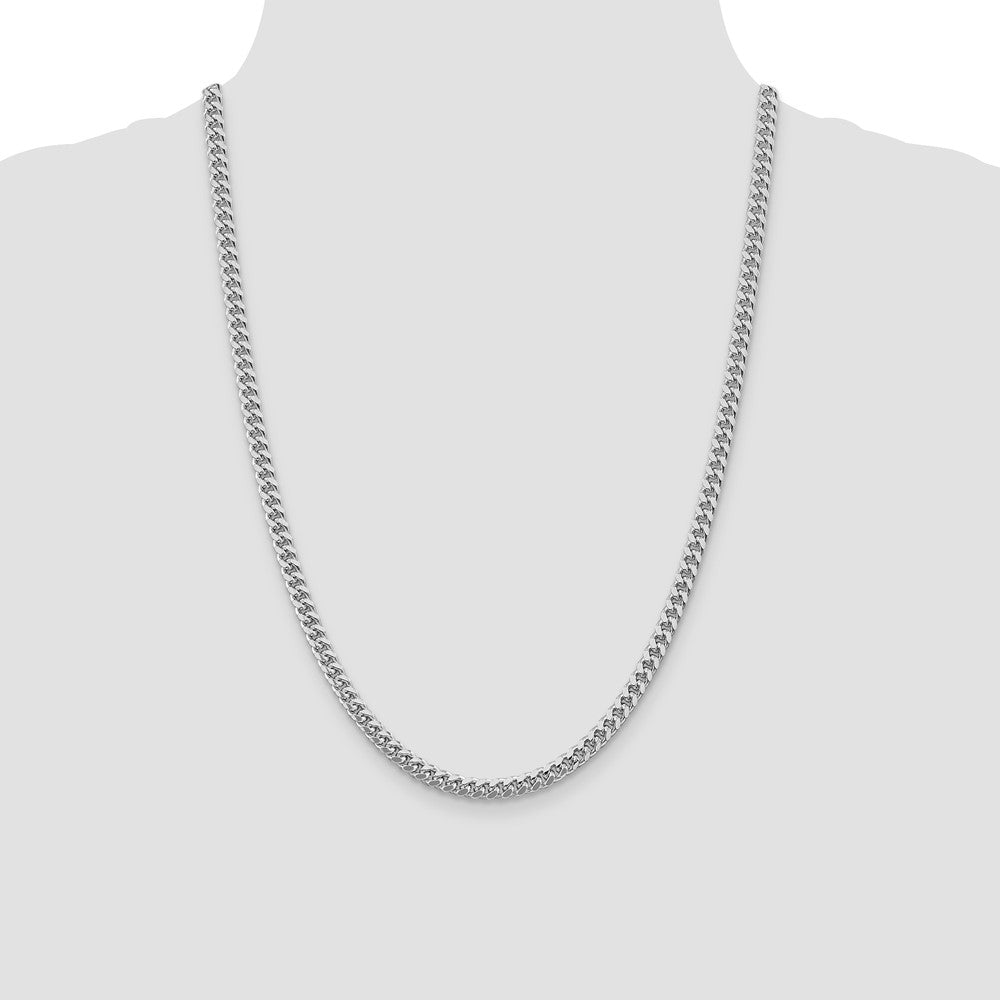 Sterling Silver Rhodium-plated 5mm Domed w/ Side D/C Curb Chain 24 Inches