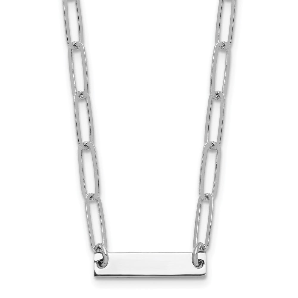 Sterling Silver Rhodium-plated Polished Bar w/ 2in ext. Necklace 17 Inches
