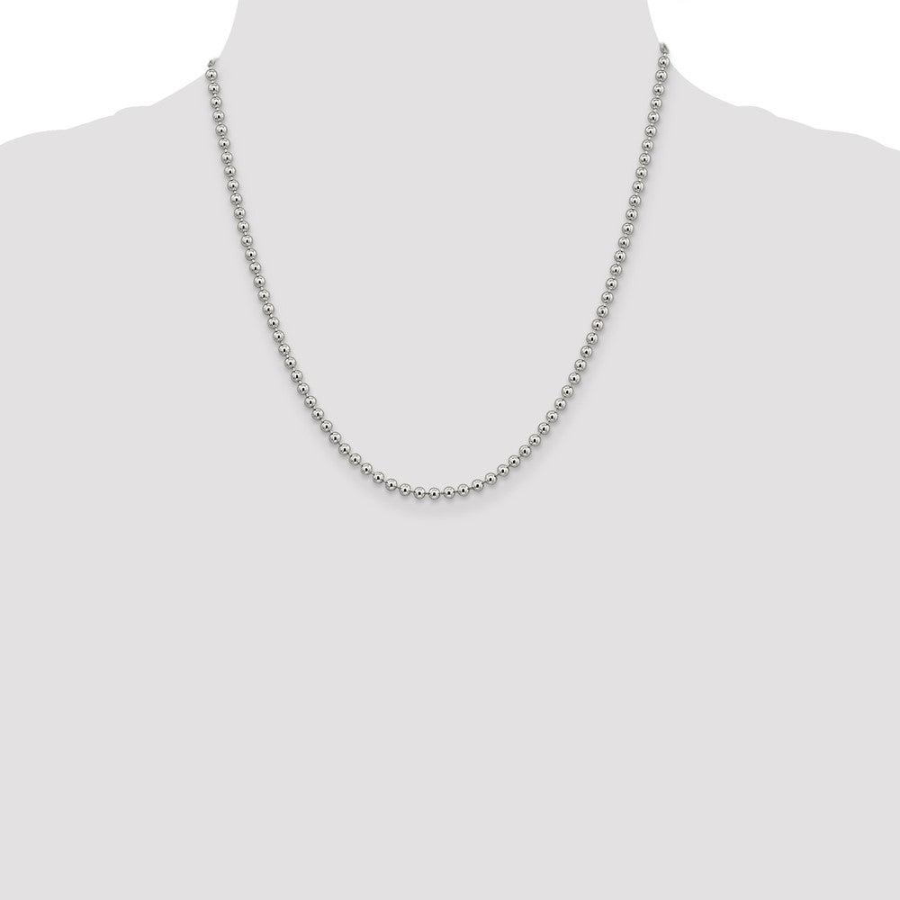 Sterling Silver 3mm Beaded Chain 20 Inches