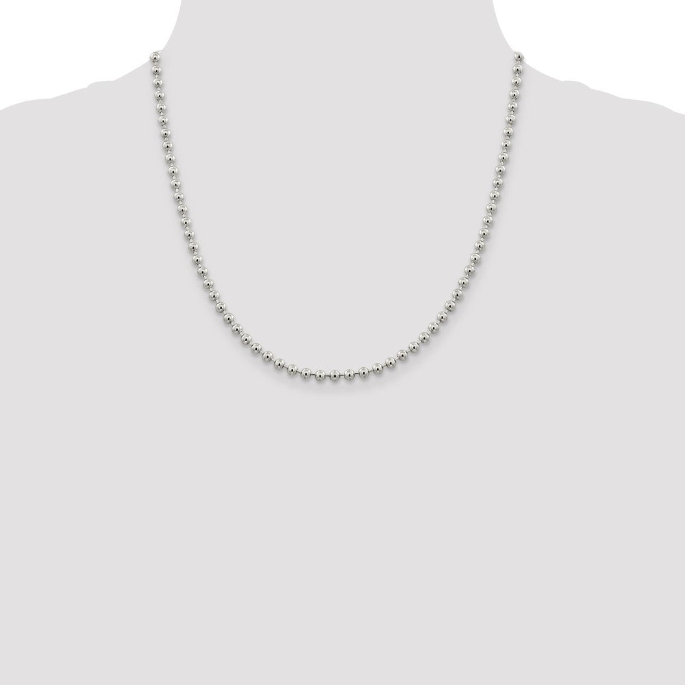 Sterling Silver 4mm Beaded Chain 20 Inches