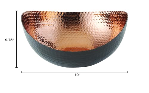 Large Black Finish with Copper-tone Interior Hammered Eclipse Bowl QGM18221