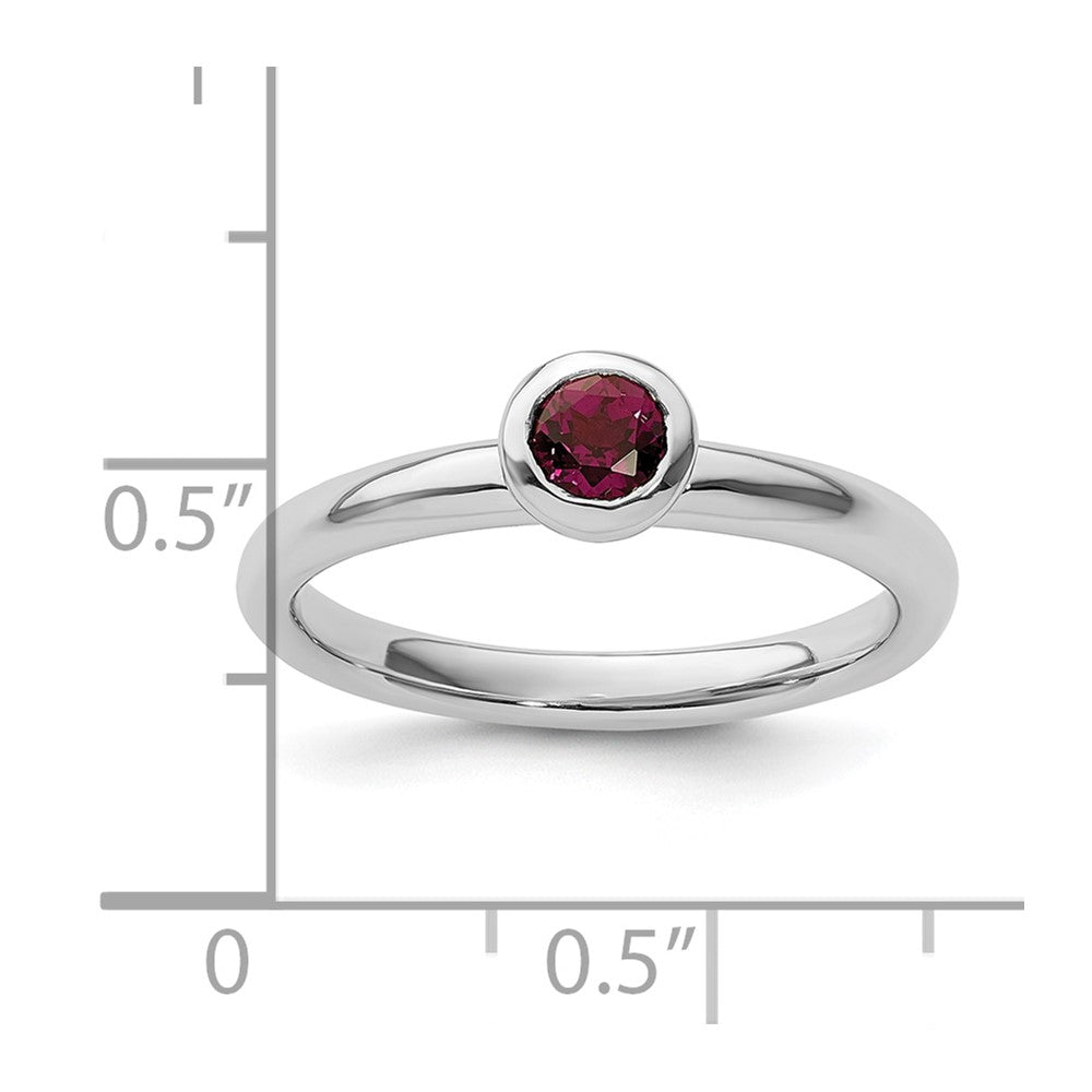 SS Stackable Expressions Low 4mm Round Rhodolite Garnet Ring Size -10