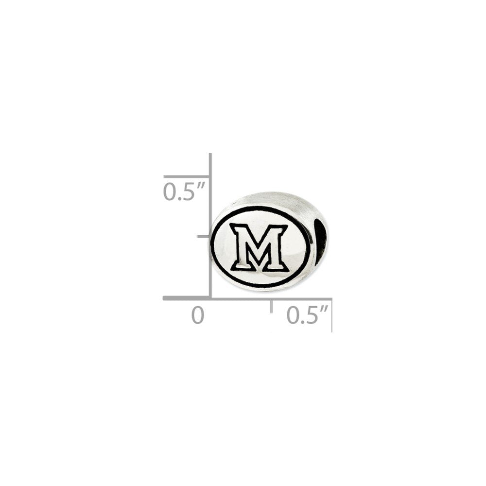 Sterling Silver Antiqued Miami of Ohio Collegiate Bead