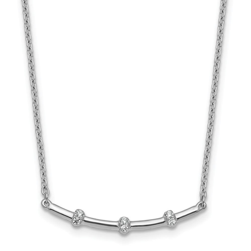 14K White Gold Polished Diamond Bar Necklace