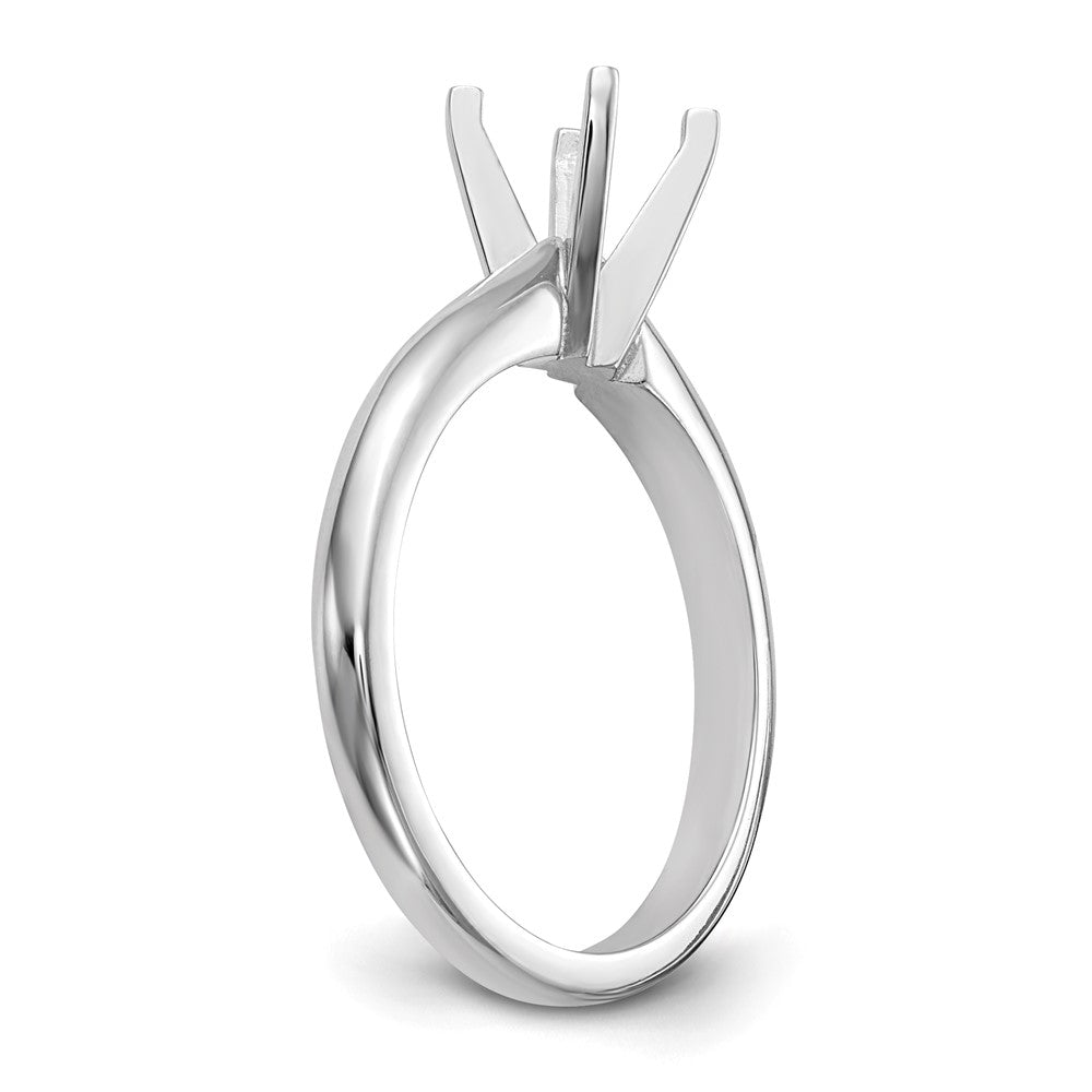 14k White Gold 1 carat Medium-Weight Knife Edge/Half-Round 4-Prong Round Solitaire Ring Mounting