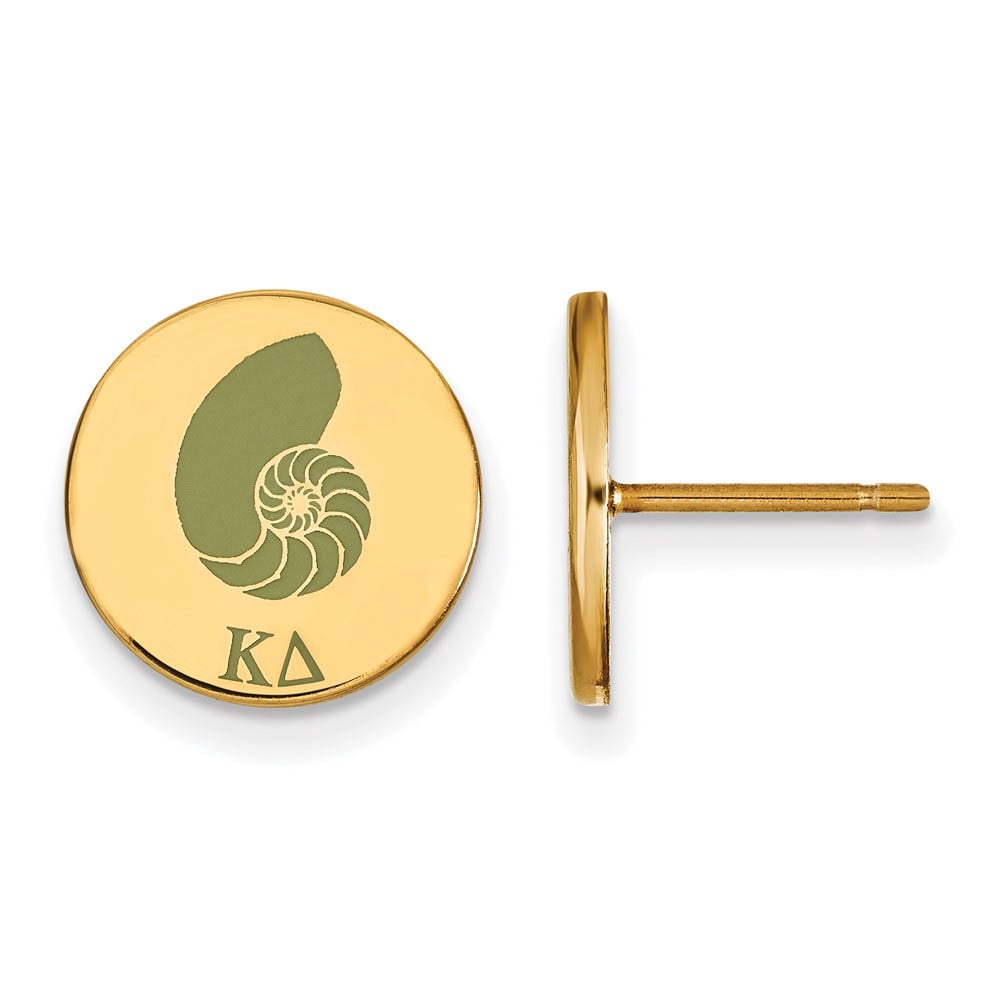Sterling Silver w/ 14K Yellow Gold-Plated Official Licensed Greek Sororities Kappa Delta (??) Enameled Post Earrings