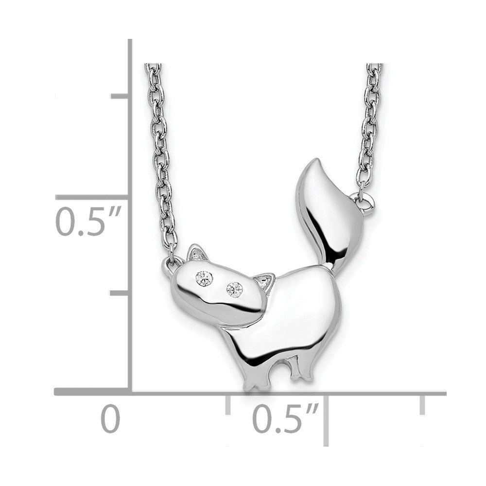 White Ice Sterling Silver Rhodium-plated 18 Inch Diamond Cat Necklace 18 Inches