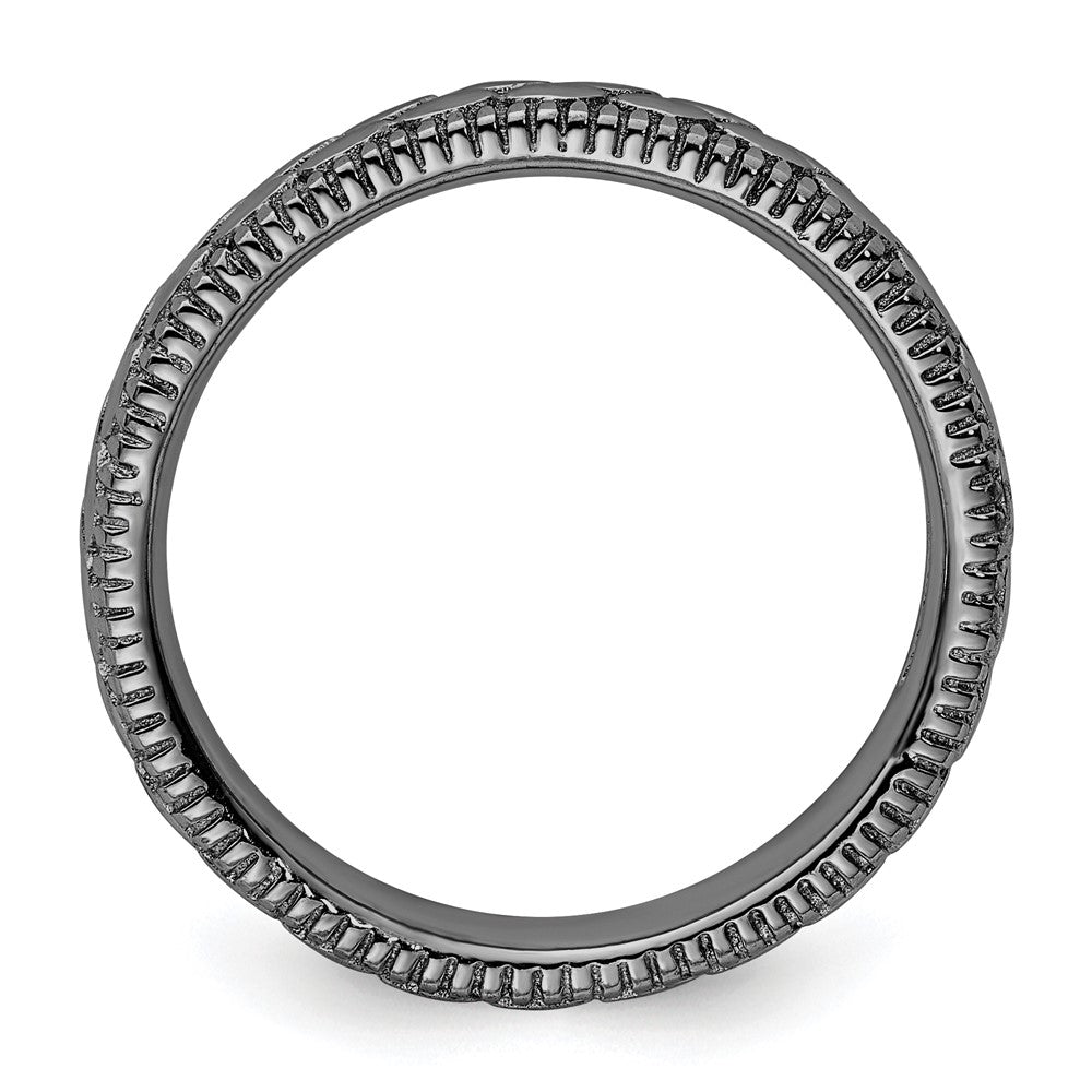 Sterling Silver Stackable Expressions Ruthenium-plated Patterned Ring Size -6