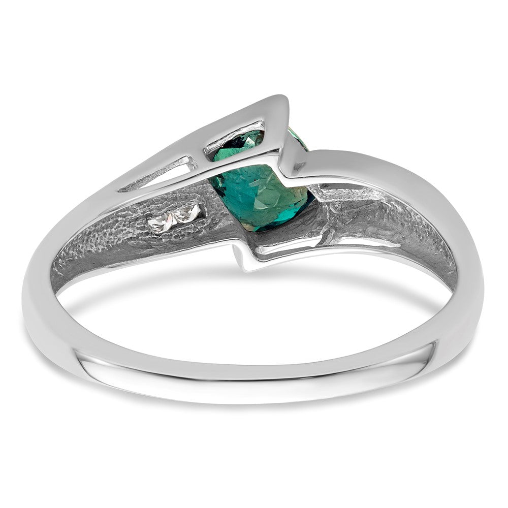 Sterling Silver CR Alexandrite & Diamond Ring