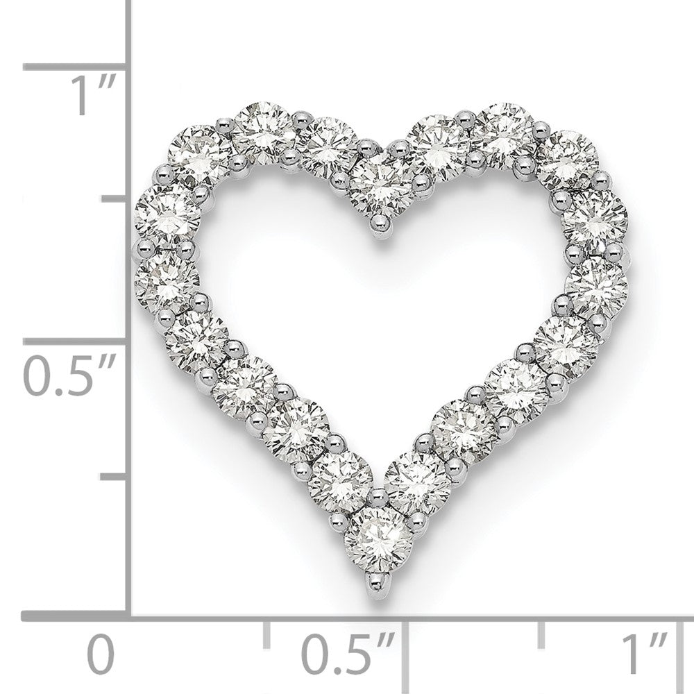 14k White Gold 2 carat Lab Grown Diamond VS/SI+ G+ Heart Chain Slide Pendant