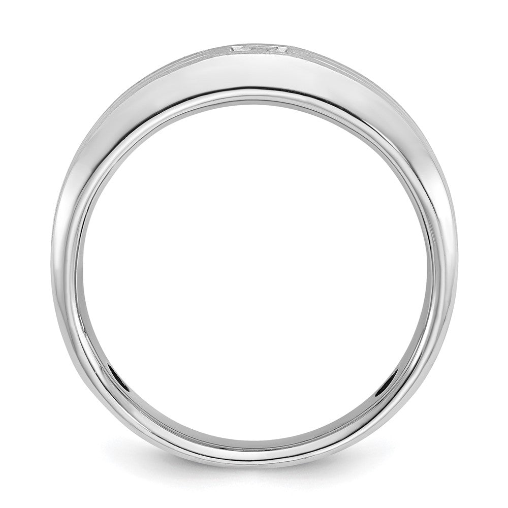 14k White Gold IBGoodman Men's Polished and Satin 1/6 carat Diamond Complete Ring
