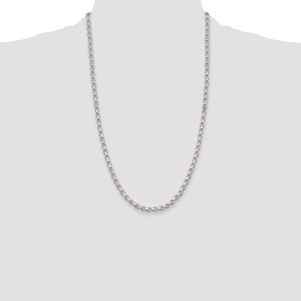 Sterling Silver 4mm Diamond-cut Rolo Chain 26 Inches