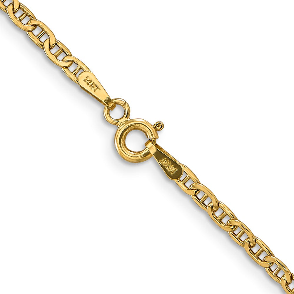 14K 22 inch 2.4mm Semi-Solid Anchor with Spring Ring Clasp Chain